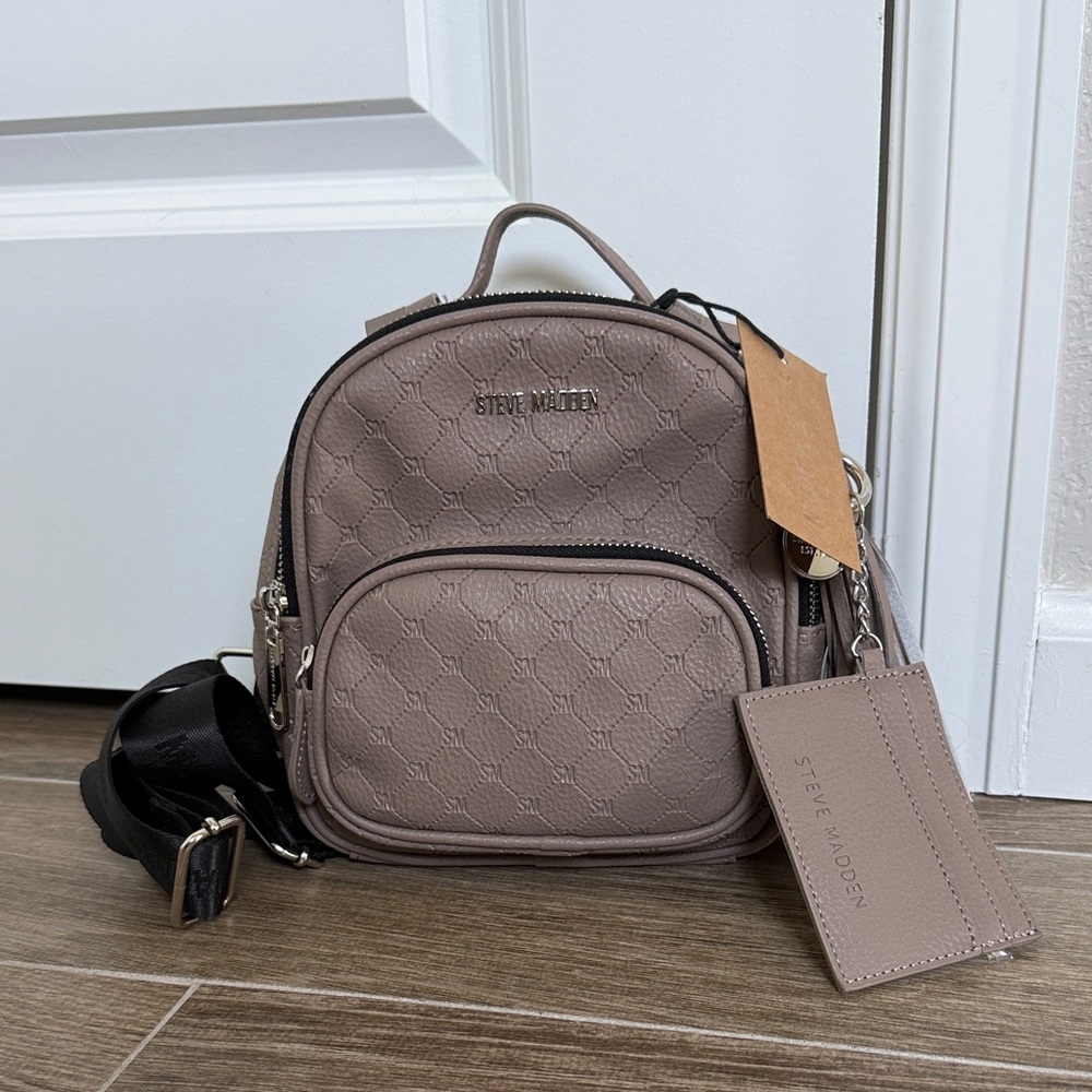 Steve Madden Brown Textured Mini Backpack
